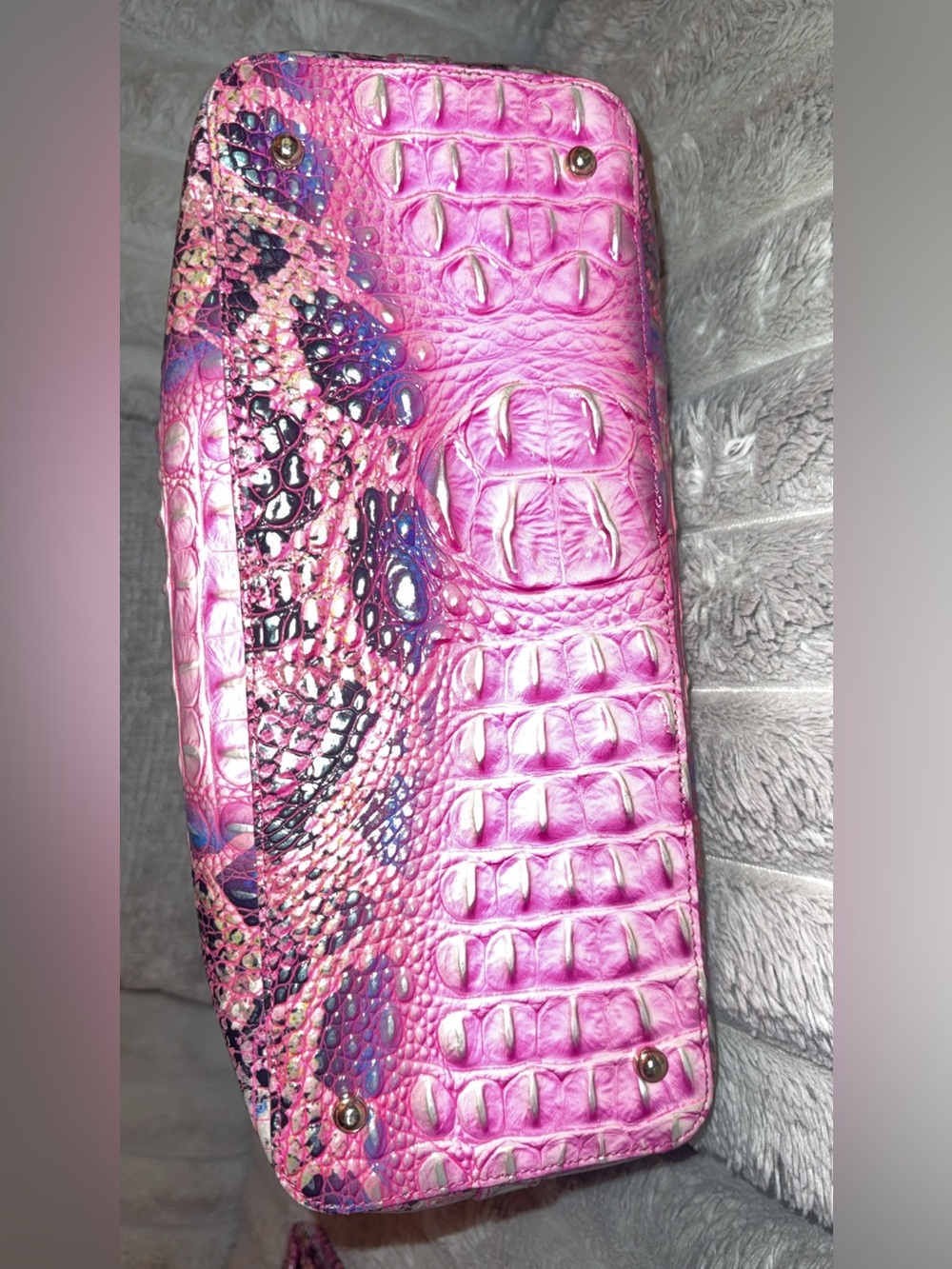 Brahmin Pink Cobra Python Leather Melbourne Tote Bag w/Matching Wallet. - Picture 4 of 8